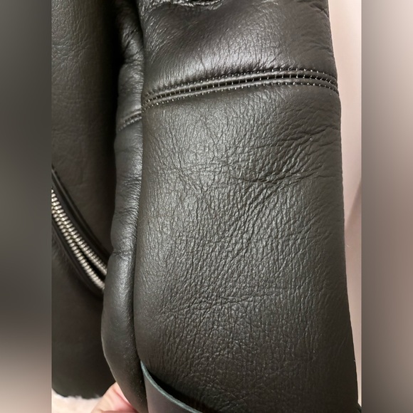 100% real leather and fur shearling winter jacket - Picture 9 of 16